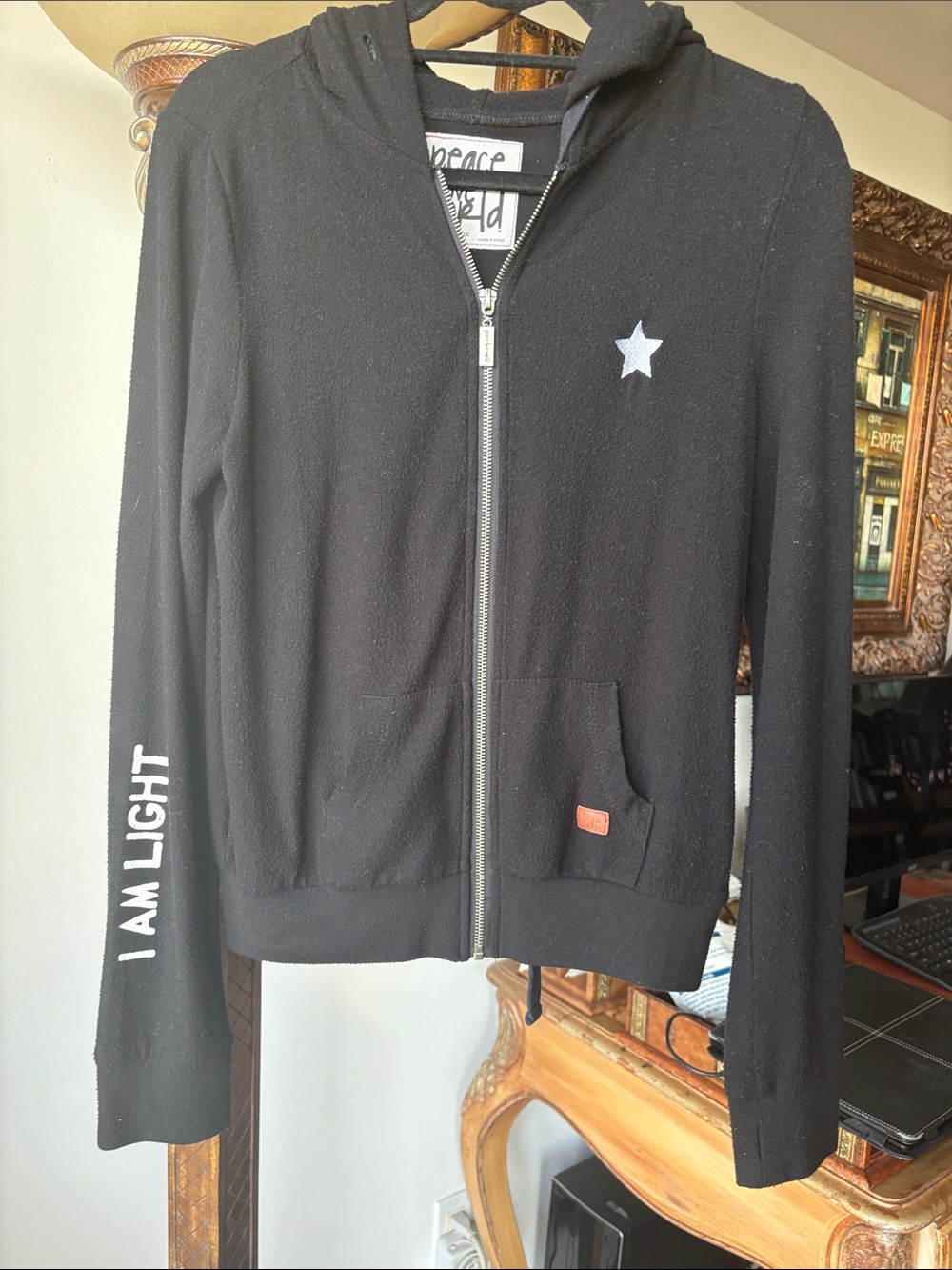 Peace Love World zip up hoodie